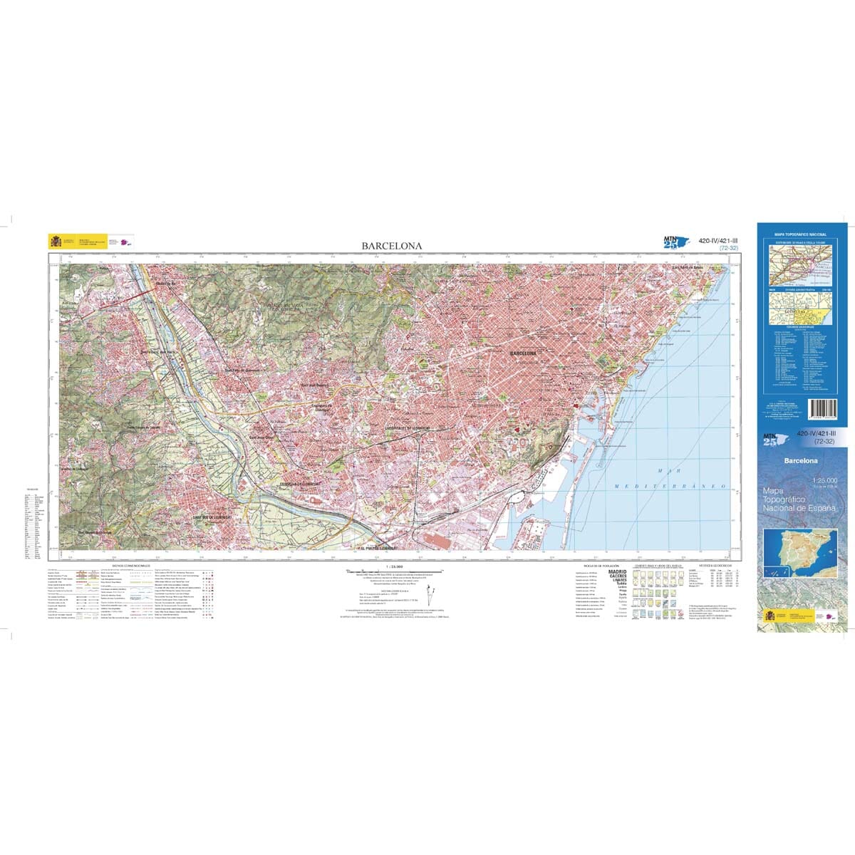 Carte topographique de l'Espagne n° 0420.4/421.3 - Barcelona | CNIG - 1/25 000 carte de randonnée CNIG