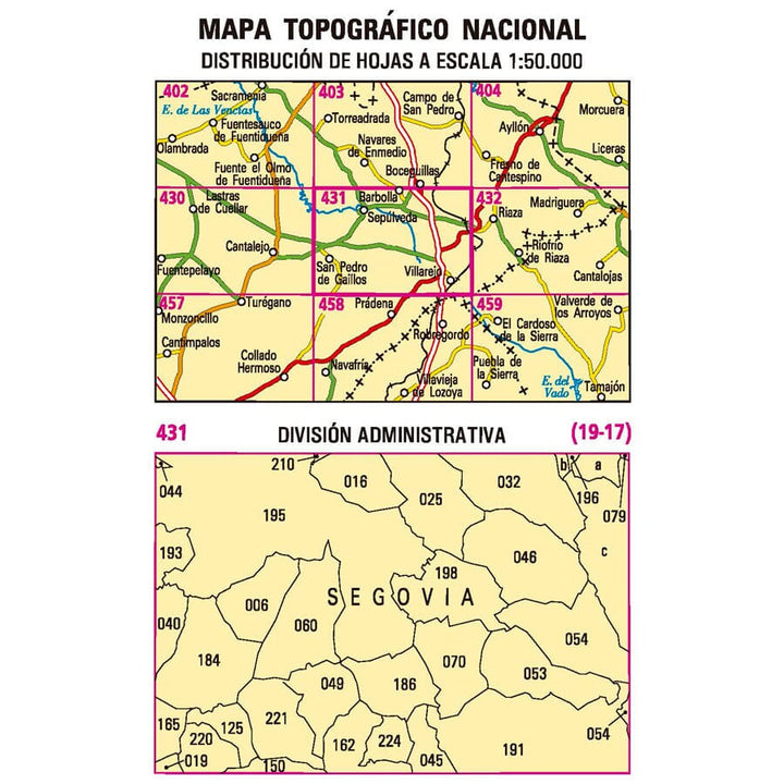Carte topographique de l'Espagne n° 0431 - Sepúlveda | CNIG - 1/50 000 carte pliée CNIG 