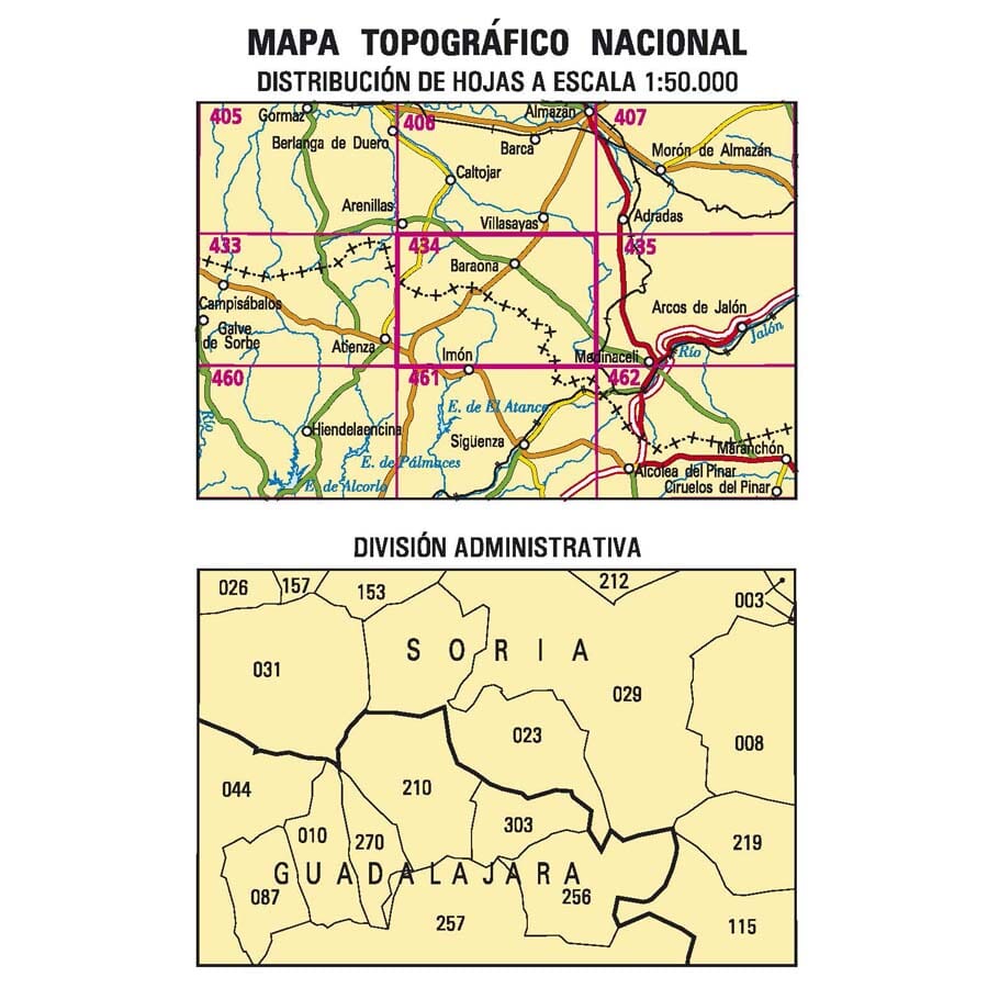 Carte topographique de l'Espagne n° 0434 - Barahona | CNIG - 1/50 000 carte de randonnée CNIG