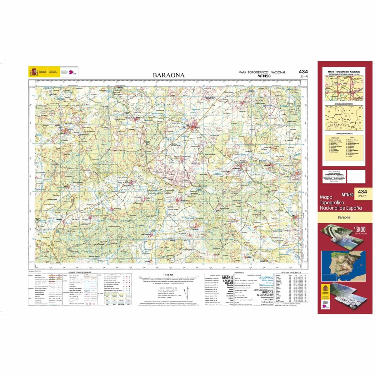 Carte topographique de l'Espagne n° 0434 - Barahona | CNIG - 1/50 000 carte de randonnée CNIG