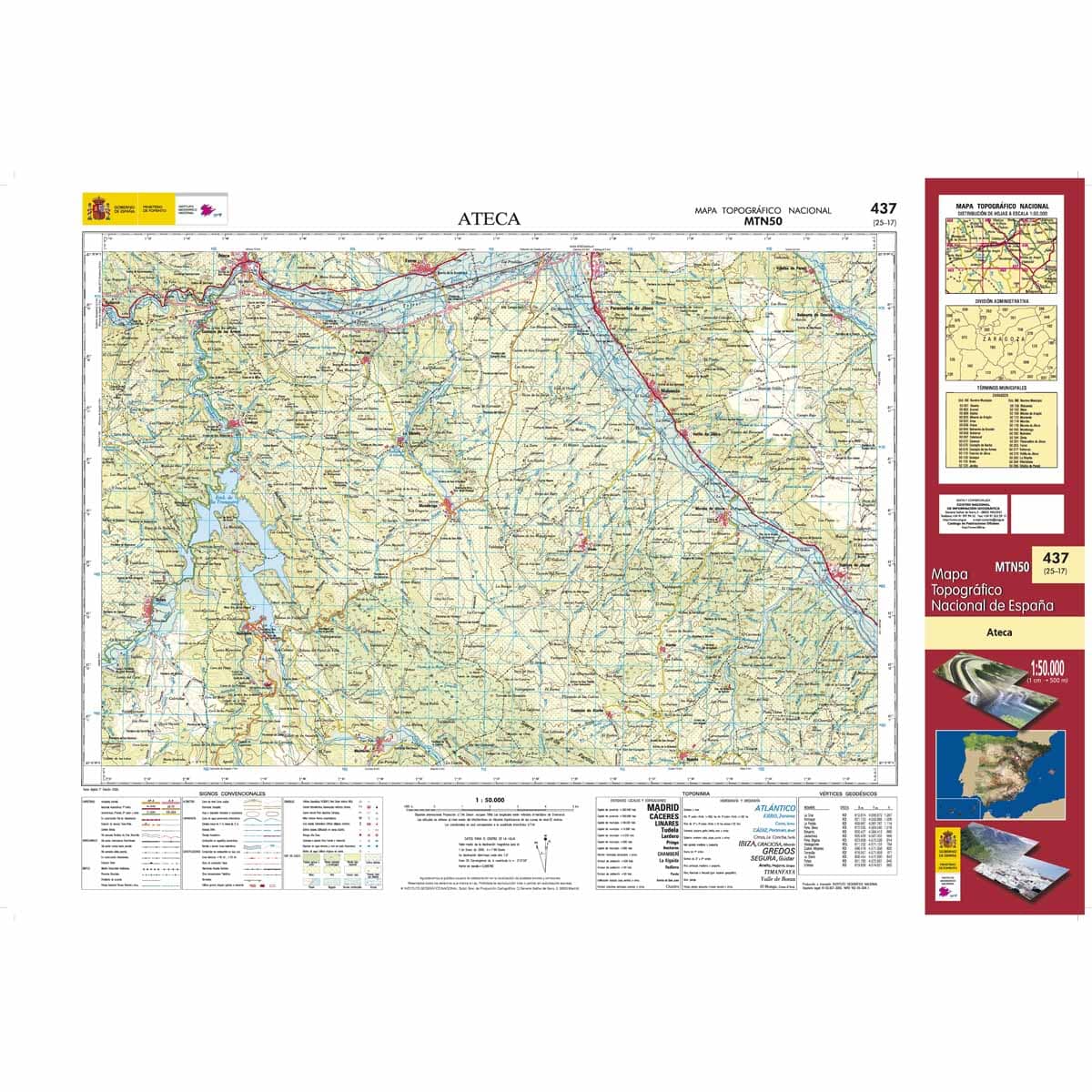 Carte topographique de l'Espagne n° 0437 - Ateca | CNIG - 1/50 000 carte de randonnée CNIG