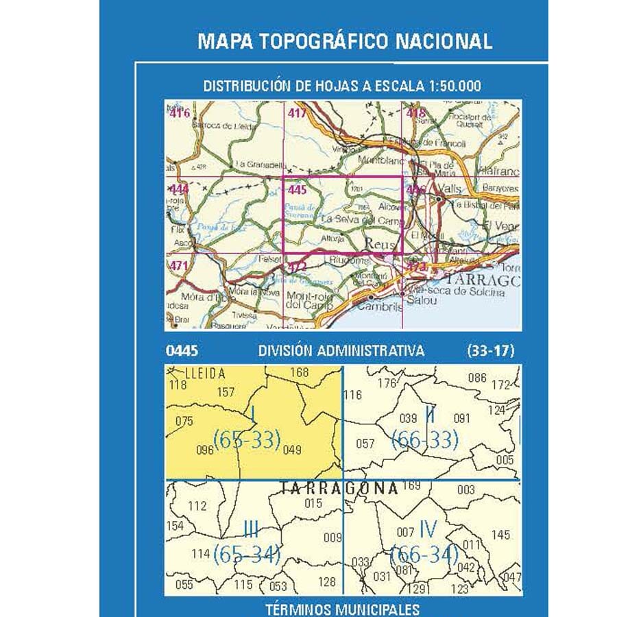 Carte topographique de l'Espagne n° 0445.1 - Cornudella de Montsant | CNIG - 1/25 000 carte de randonnée CNIG