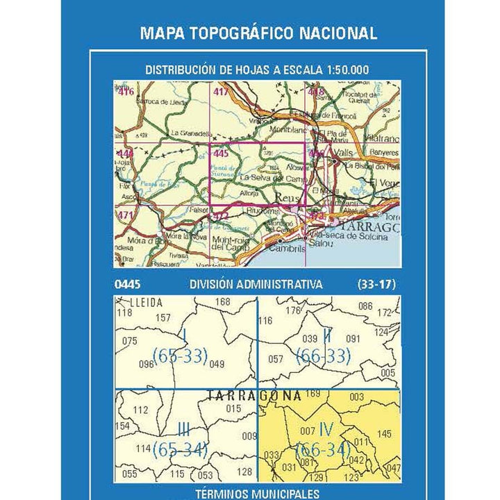 Carte topographique de l'Espagne n° 0445.4 - La Selva del Camp | CNIG - 1/25 000 carte de randonnée CNIG