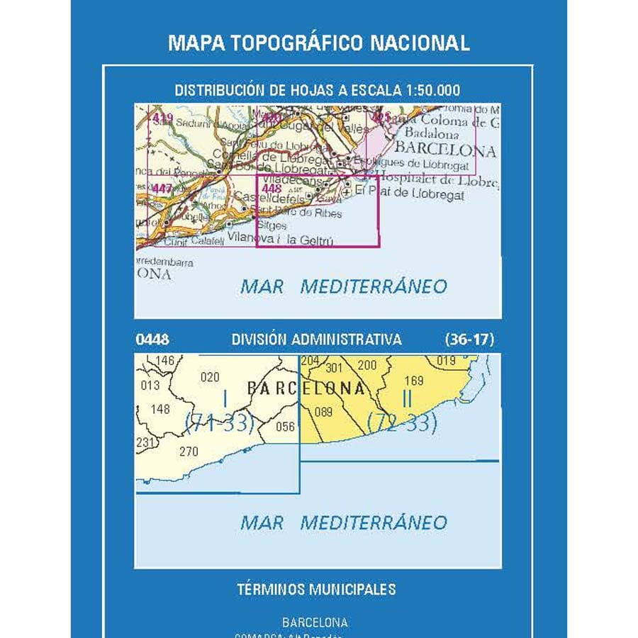 Carte topographique de l'Espagne n° 0448.2 - El Prat De Llobregat | CNIG - 1/25 000 carte de randonnée CNIG 