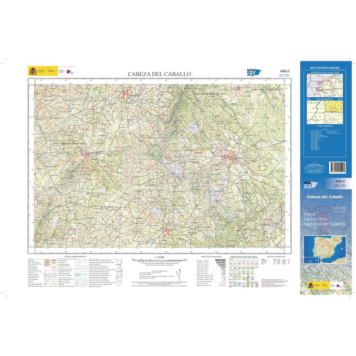 Carte topographique de l'Espagne n° 0449.2 - Cabeza del Caballo | CNIG - 1/25 000 carte de randonnée CNIG