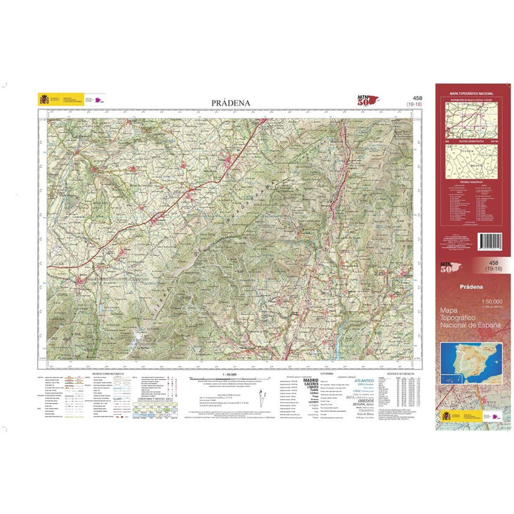 Carte topographique de l'Espagne n° 0458 - Prádena | CNIG - 1/50 000 carte de randonnée CNIG 