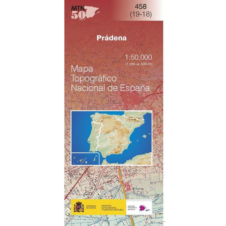 Carte topographique de l'Espagne n° 0458 - Prádena | CNIG - 1/50 000 carte de randonnée CNIG 