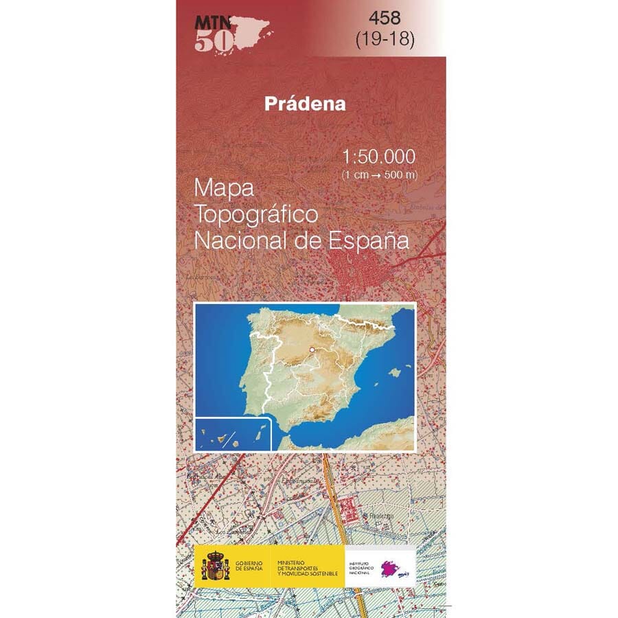 Carte topographique de l'Espagne n° 0458 - Prádena | CNIG - 1/50 000 carte de randonnée CNIG 