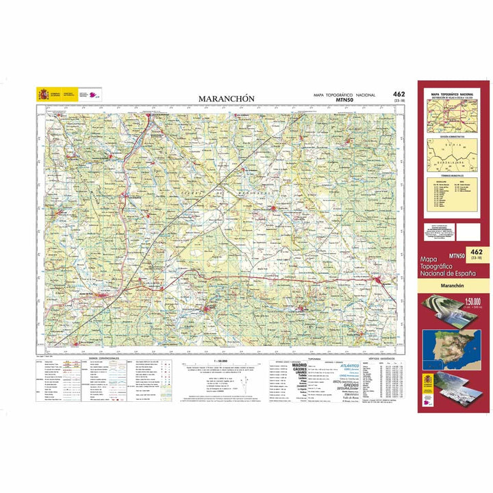 Carte topographique de l'Espagne n° 0462 - Maranchón | CNIG - 1/50 000 carte de randonnée CNIG