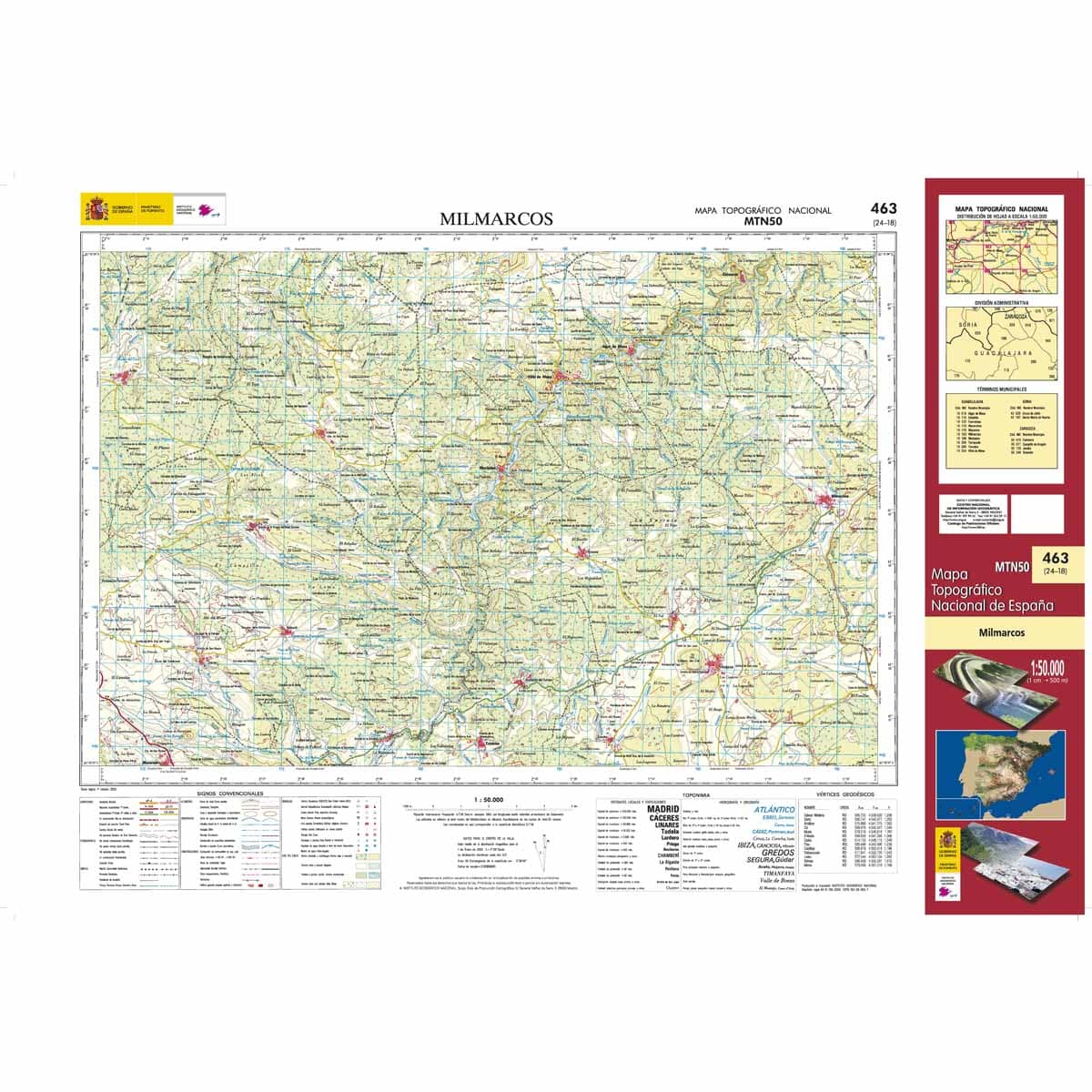Carte topographique de l'Espagne n° 0463 - Milmarcos | CNIG - 1/50 000 carte de randonnée CNIG
