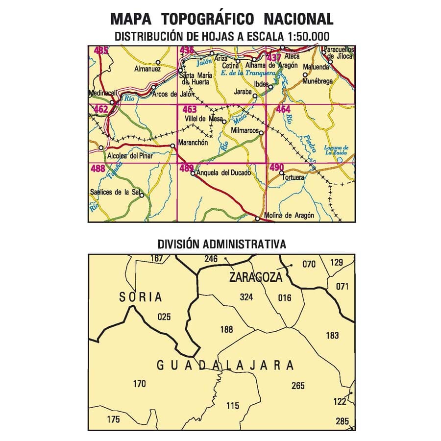 Carte topographique de l'Espagne n° 0463 - Milmarcos | CNIG - 1/50 000 carte de randonnée CNIG