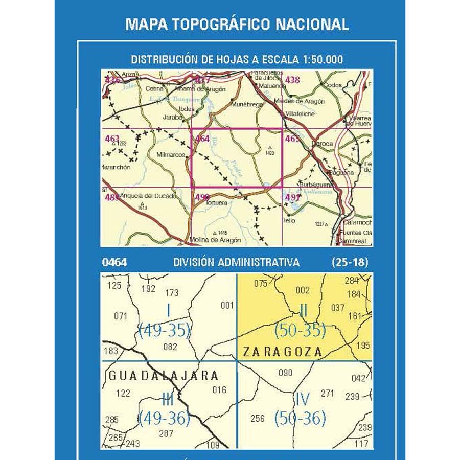 Carte topographique de l'Espagne n° 0464.2 - Atea | CNIG - 1/25 000 carte de randonnée CNIG