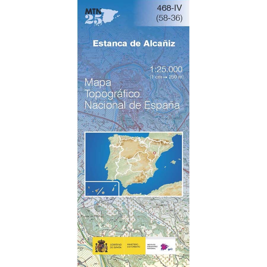 Carte topographique de l'Espagne n° 0468.4 - Estanca de Alcañiz | CNIG - 1/25 000 carte de randonnée CNIG