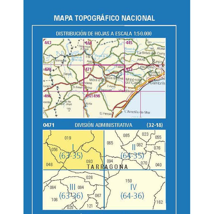 Carte topographique de l'Espagne n° 0471.1 - Móra d'Ebre | CNIG - 1/25 000 carte de randonnée CNIG