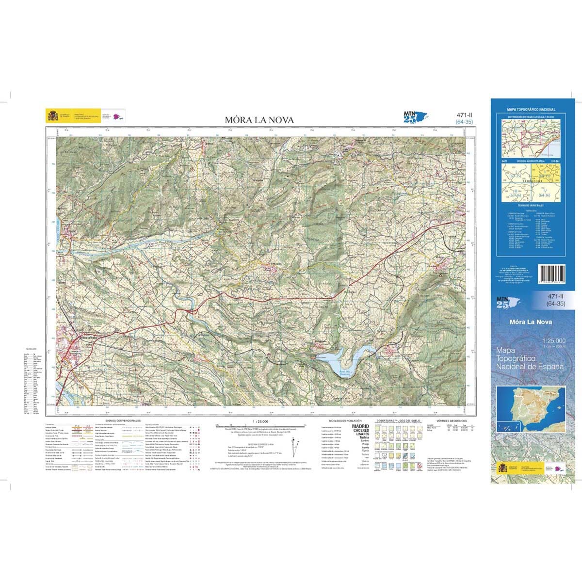 Carte topographique de l'Espagne n° 0471.2 - Móra La Nova | CNIG - 1/25 000 carte de randonnée CNIG