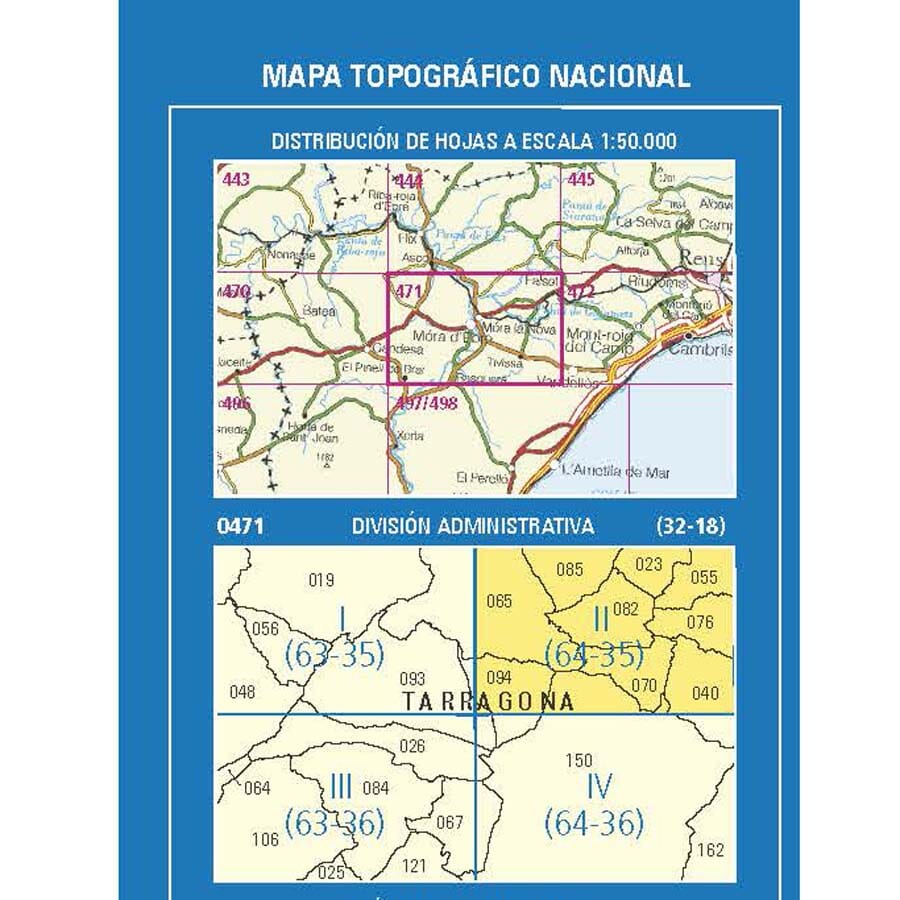 Carte topographique de l'Espagne n° 0471.2 - Móra La Nova | CNIG - 1/25 000 carte de randonnée CNIG