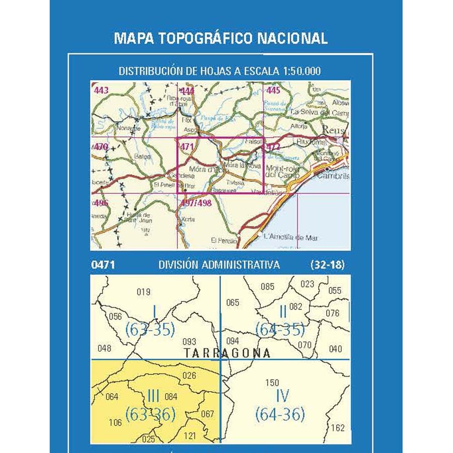 Carte topographique de l'Espagne n° 0471.3 - El Pinell de Brai | CNIG - 1/25 000 carte de randonnée CNIG