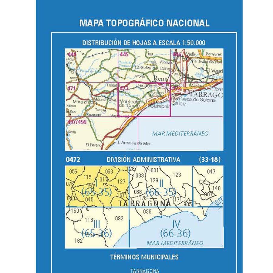 Carte topographique de l'Espagne n° 0472.1 - Falset | CNIG - 1/25 000 carte de randonnée CNIG