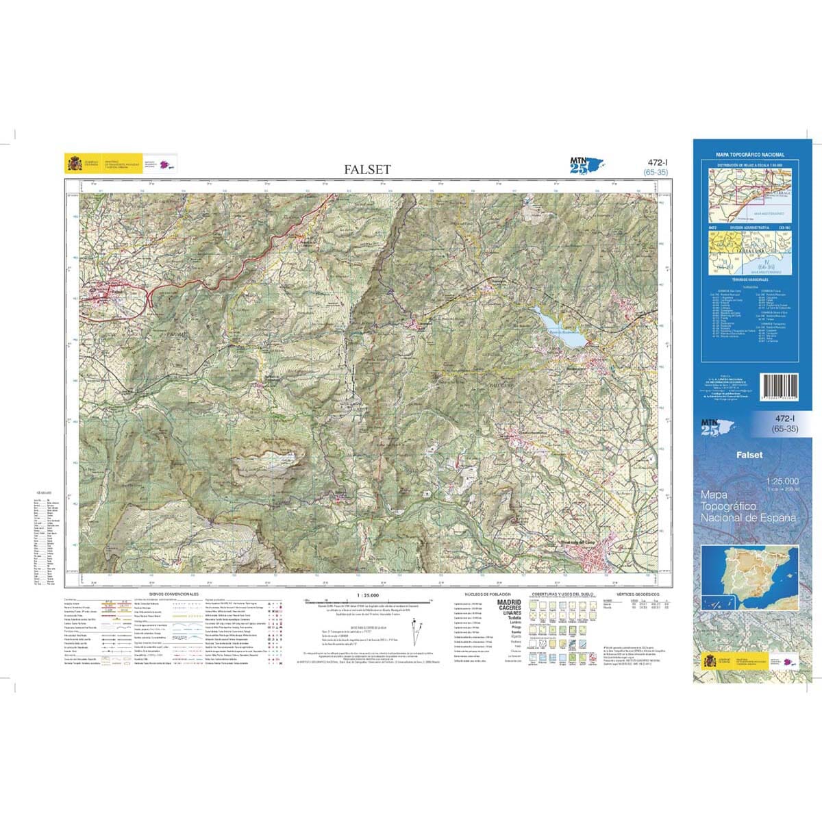 Carte topographique de l'Espagne n° 0472.1 - Falset | CNIG - 1/25 000 carte de randonnée CNIG