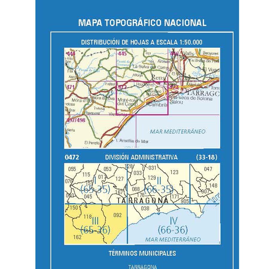 Carte topographique de l'Espagne n° 0472.3 - Vandellòs | CNIG - 1/25 000 carte de randonnée CNIG