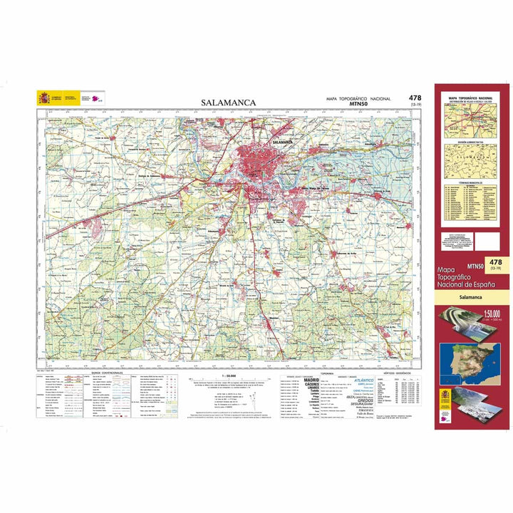 Carte topographique de l'Espagne n° 0478 - Salamanca | CNIG - 1/50 000 carte de randonnée CNIG