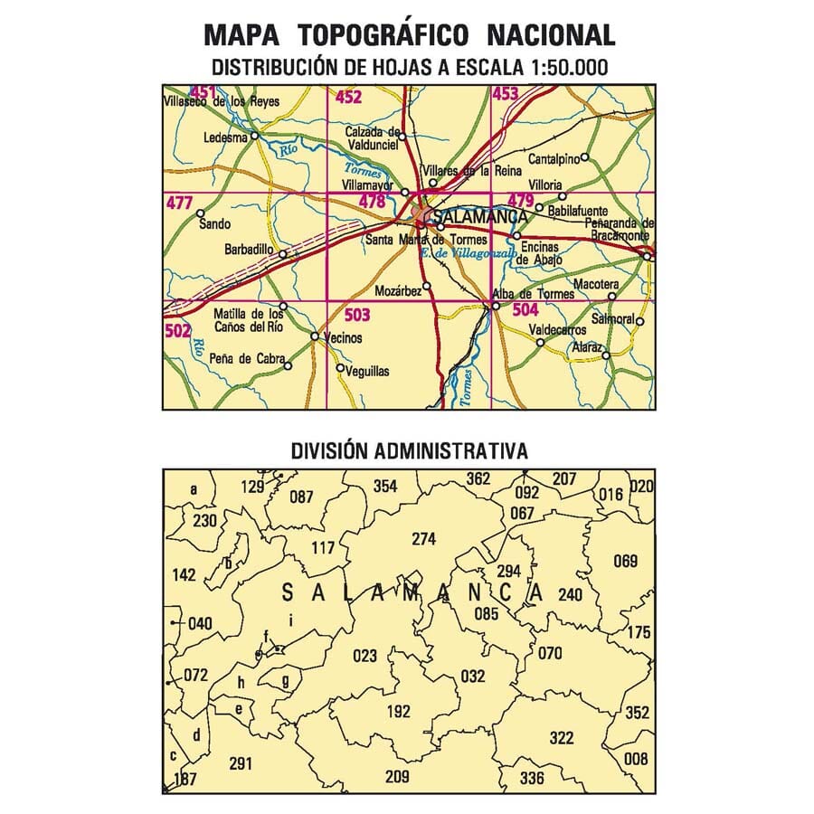 Carte topographique de l'Espagne n° 0478 - Salamanca | CNIG - 1/50 000 carte de randonnée CNIG