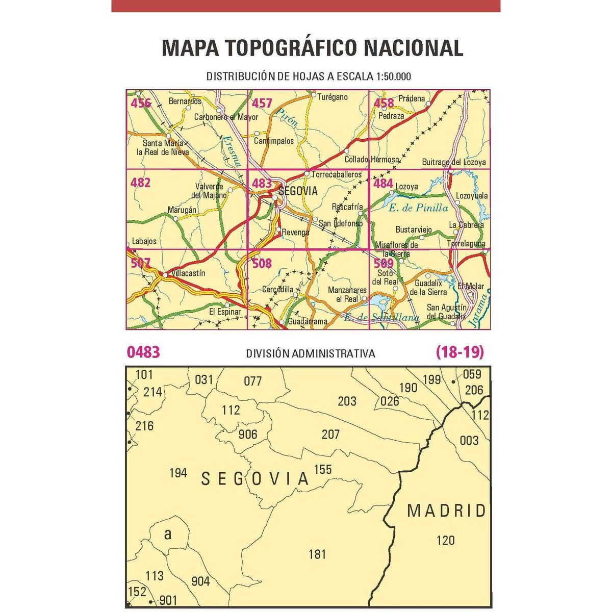 Carte topographique de l'Espagne n° 0483 - Segovia | CNIG - 1/50 000 carte de randonnée CNIG