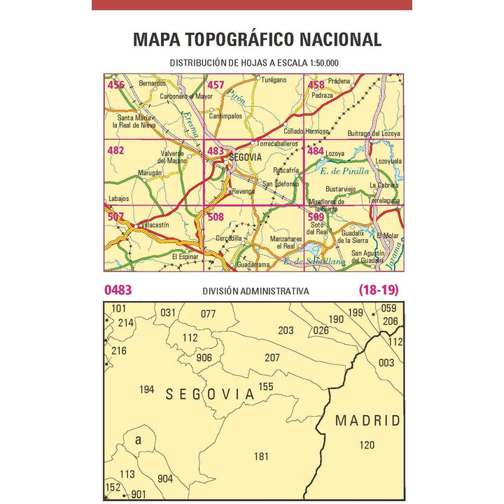 Carte topographique de l'Espagne n° 0483 - Segovia | CNIG - 1/50 000 carte de randonnée CNIG