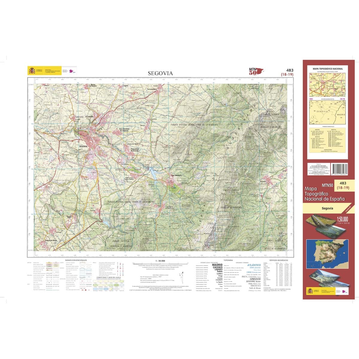 Carte topographique de l'Espagne n° 0483 - Segovia | CNIG - 1/50 000 carte de randonnée CNIG
