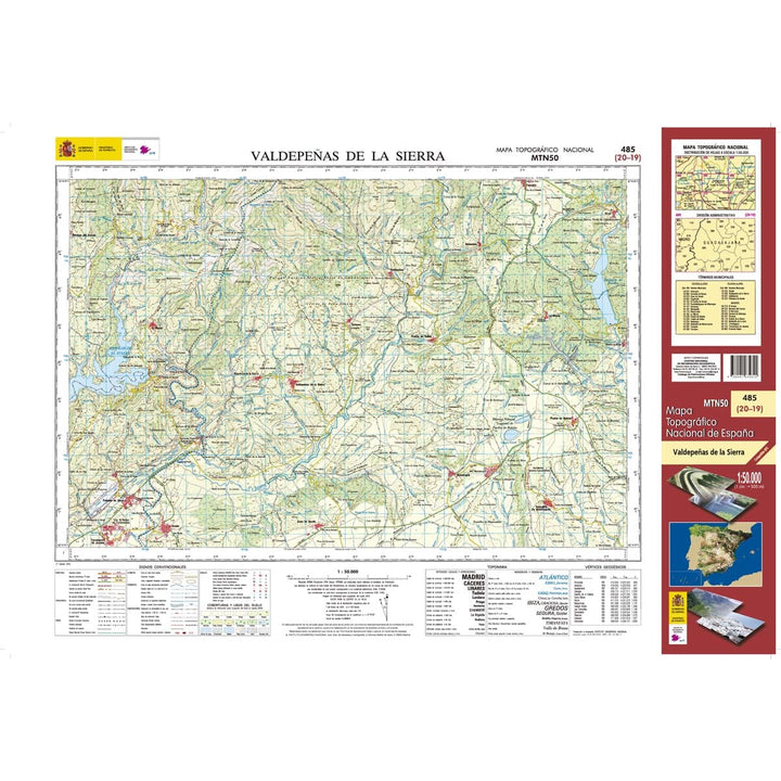 Carte topographique de l'Espagne n° 0485 - Valdepeñas de la Sierra | CNIG - 1/50 000 carte de randonnée CNIG