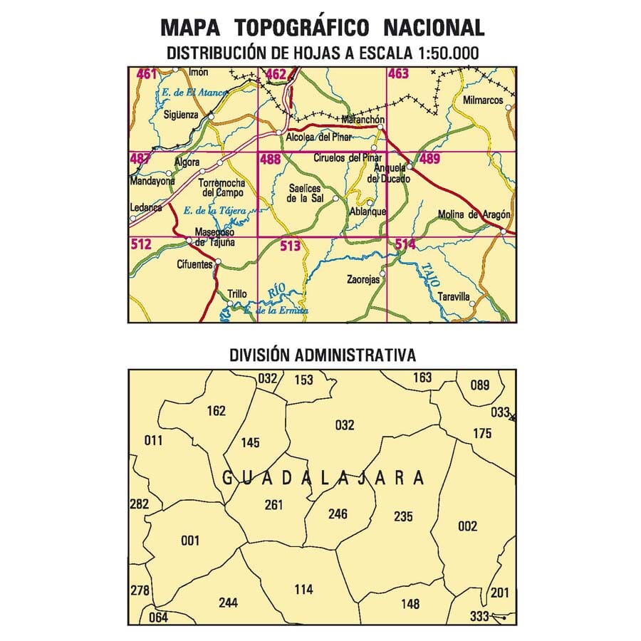 Carte topographique de l'Espagne n° 0488 - Ablanque | CNIG - 1/50 000 carte de randonnée CNIG