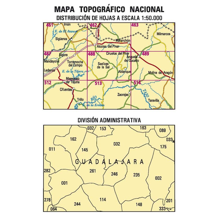 Carte topographique de l'Espagne n° 0488 - Ablanque | CNIG - 1/50 000 carte de randonnée CNIG