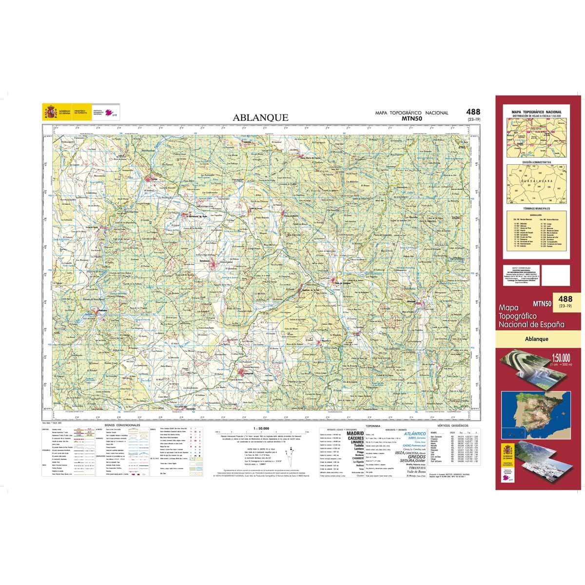 Carte topographique de l'Espagne n° 0488 - Ablanque | CNIG - 1/50 000 carte de randonnée CNIG