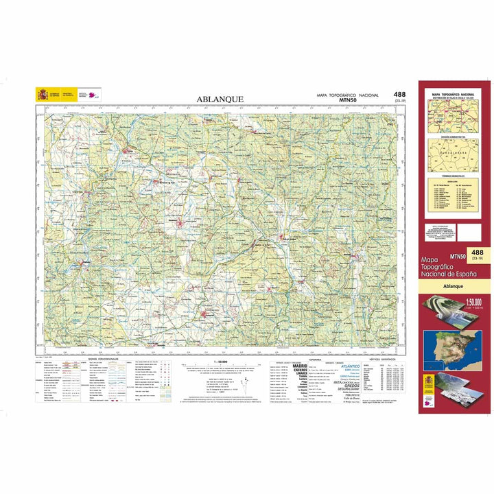 Carte topographique de l'Espagne n° 0488 - Ablanque | CNIG - 1/50 000 carte de randonnée CNIG