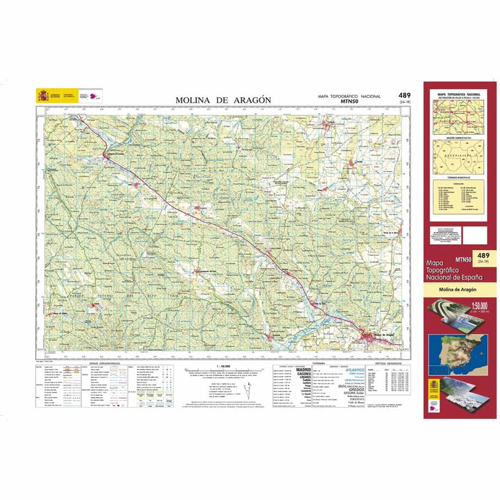 Carte topographique de l'Espagne n° 0489 - Molina de Aragón | CNIG - 1/50 000 carte de randonnée CNIG