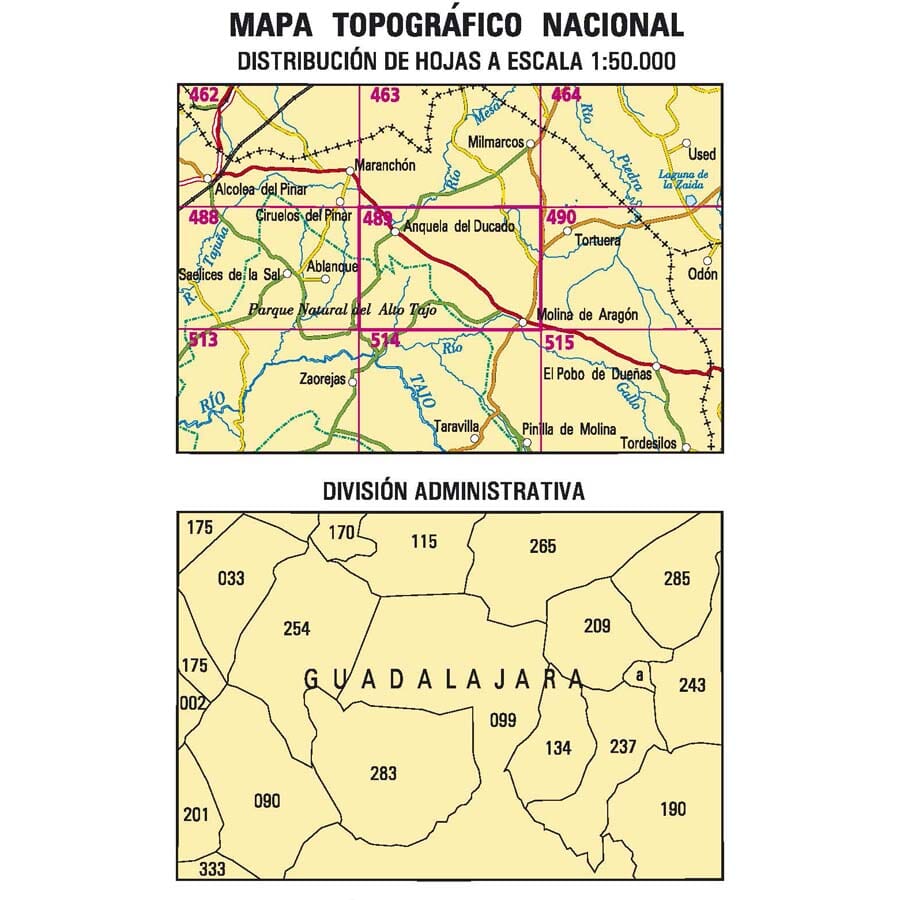 Carte topographique de l'Espagne n° 0489 - Molina de Aragón | CNIG - 1/50 000 carte de randonnée CNIG