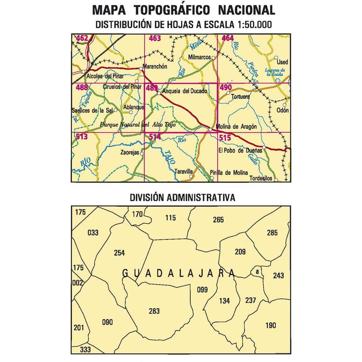 Carte topographique de l'Espagne n° 0489 - Molina de Aragón | CNIG - 1/50 000 carte de randonnée CNIG