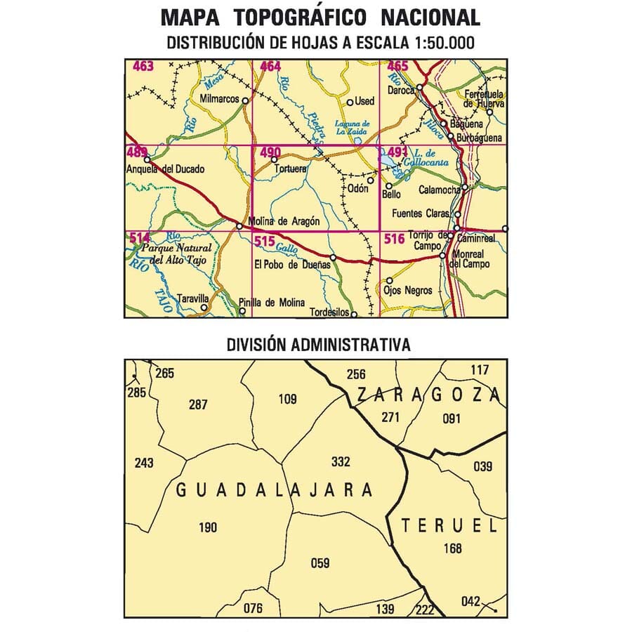 Carte topographique de l'Espagne n° 0490 - Odón | CNIG - 1/50 000 carte de randonnée CNIG