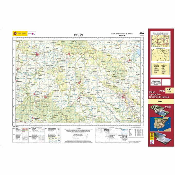 Carte topographique de l'Espagne n° 0490 - Odón | CNIG - 1/50 000 carte de randonnée CNIG