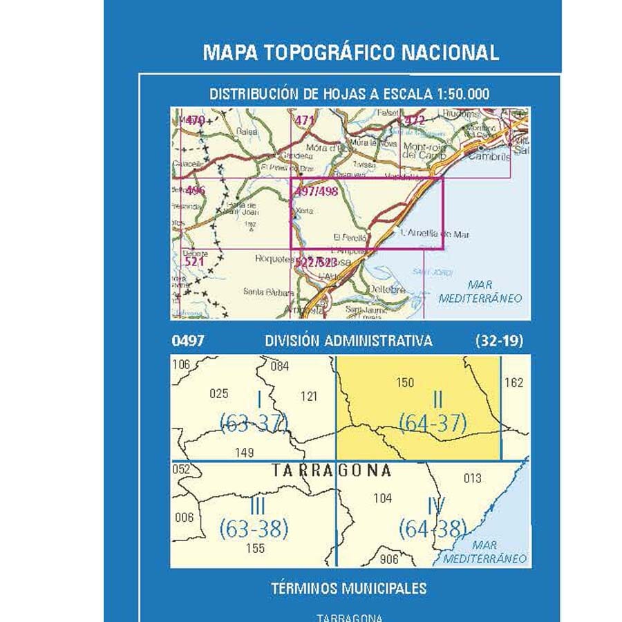 Carte topographique de l'Espagne n° 0497.2 - Mas de Ponç | CNIG - 1/25 000 carte de randonnée CNIG