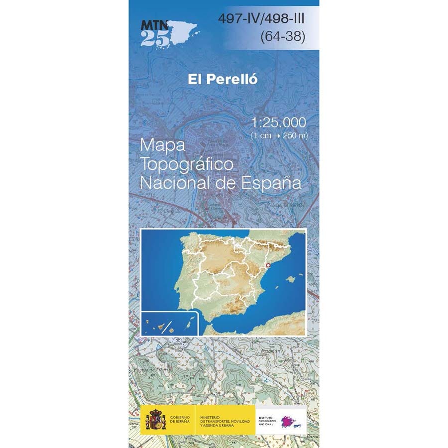 Carte topographique de l'Espagne n° 0497.4/498.3 - El Perelló | CNIG - 1/25 000 carte de randonnée CNIG