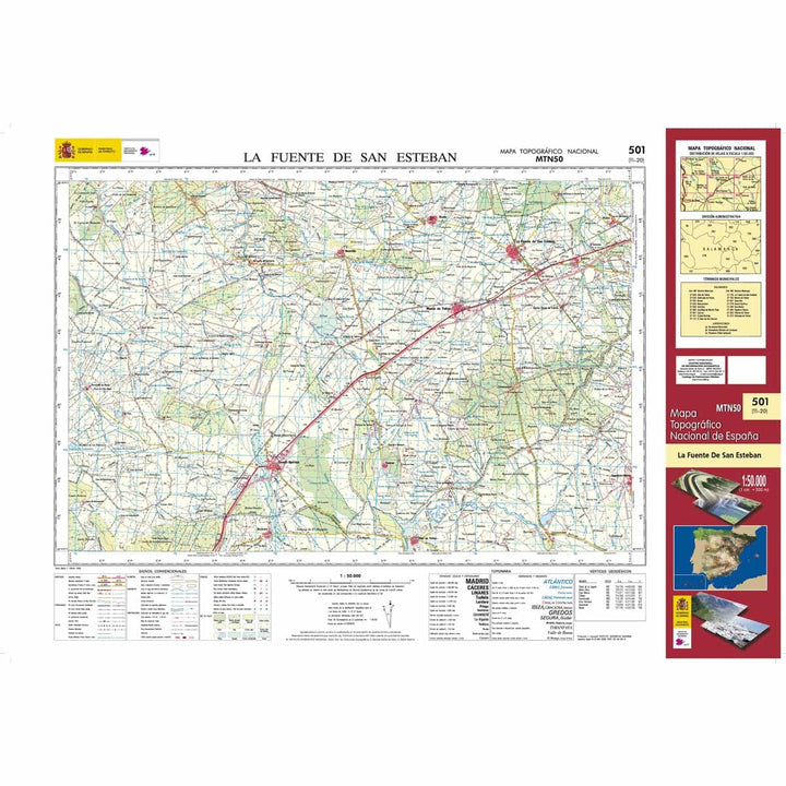Carte topographique de l'Espagne n° 0501 - La Fuente de San Esteban | CNIG - 1/50 000 carte de randonnée CNIG