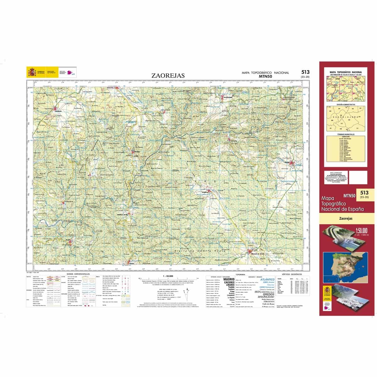 Carte topographique de l'Espagne n° 0513 - Zaorejas | CNIG - 1/50 000 carte de randonnée CNIG
