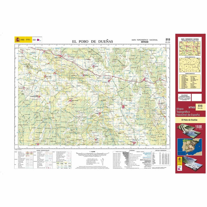 Carte topographique de l'Espagne n° 0515 - El Pobo de Dueñas | CNIG - 1/50 000 carte de randonnée CNIG