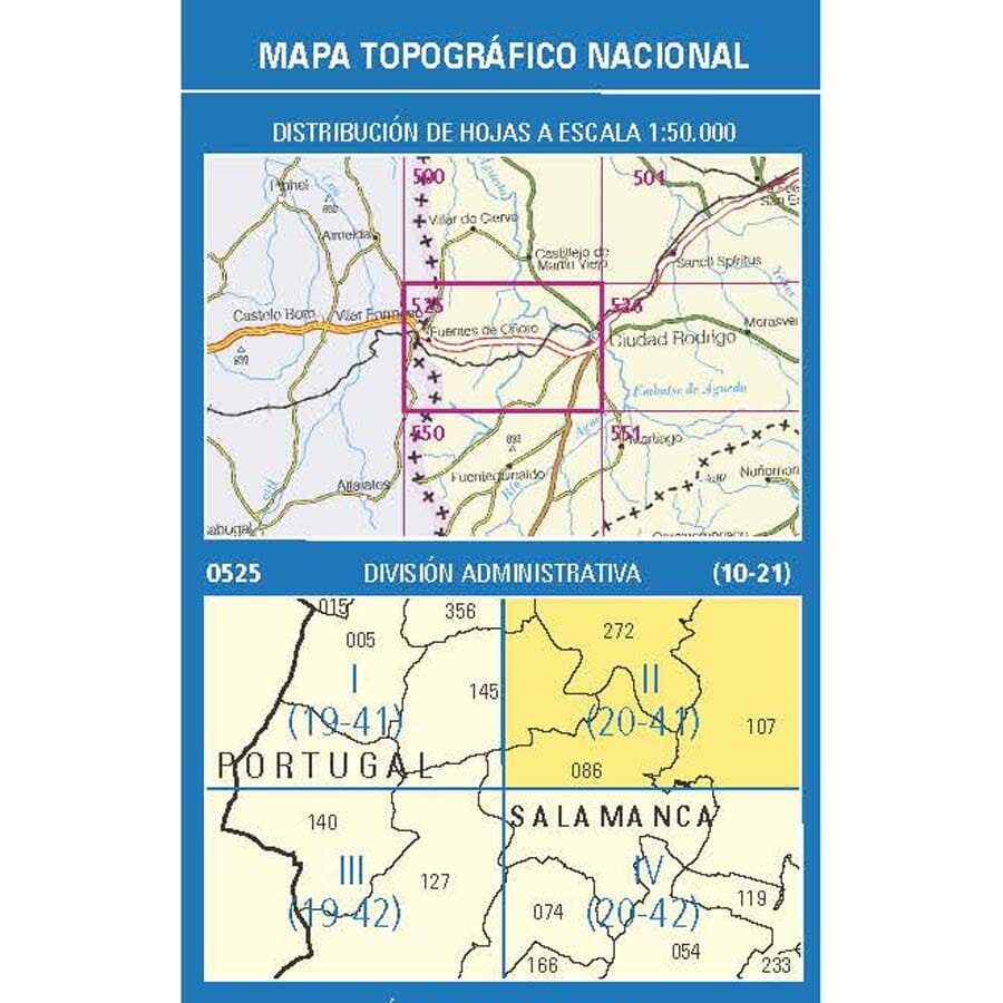 Carte topographique de l'Espagne n° 0525.2 - Ciudad Rodrigo | CNIG - 1/25 000 carte de randonnée CNIG
