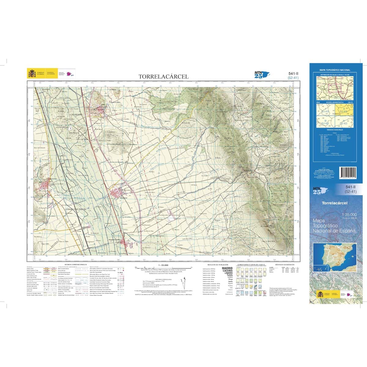 Carte topographique de l'Espagne n° 0541.2 - Torrelacárcel | CNIG - 1/25 000 carte de randonnée CNIG