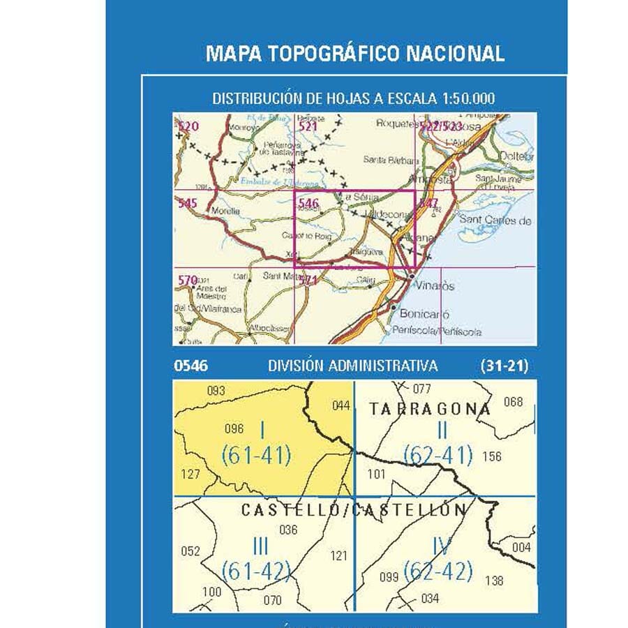 Carte topographique de l'Espagne n° 0546.1 - La Sénia | CNIG - 1/25 000 carte de randonnée CNIG