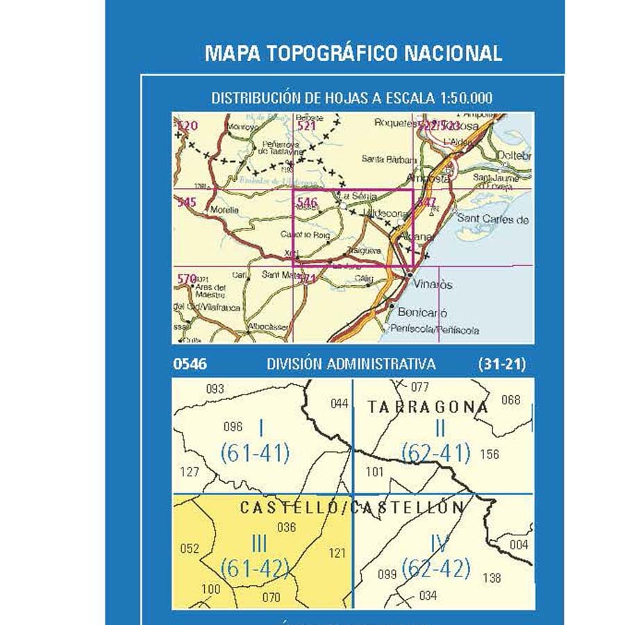 Carte topographique de l'Espagne n° 0546.3 - Traiguera | CNIG - 1/25 000 carte de randonnée CNIG