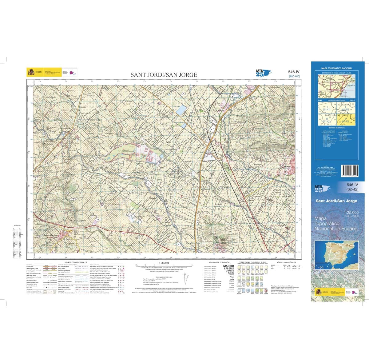 Carte topographique de l'Espagne n° 0546.4 - Sant Jordi / San Jorge | CNIG - 1/25 000 carte de randonnée CNIG