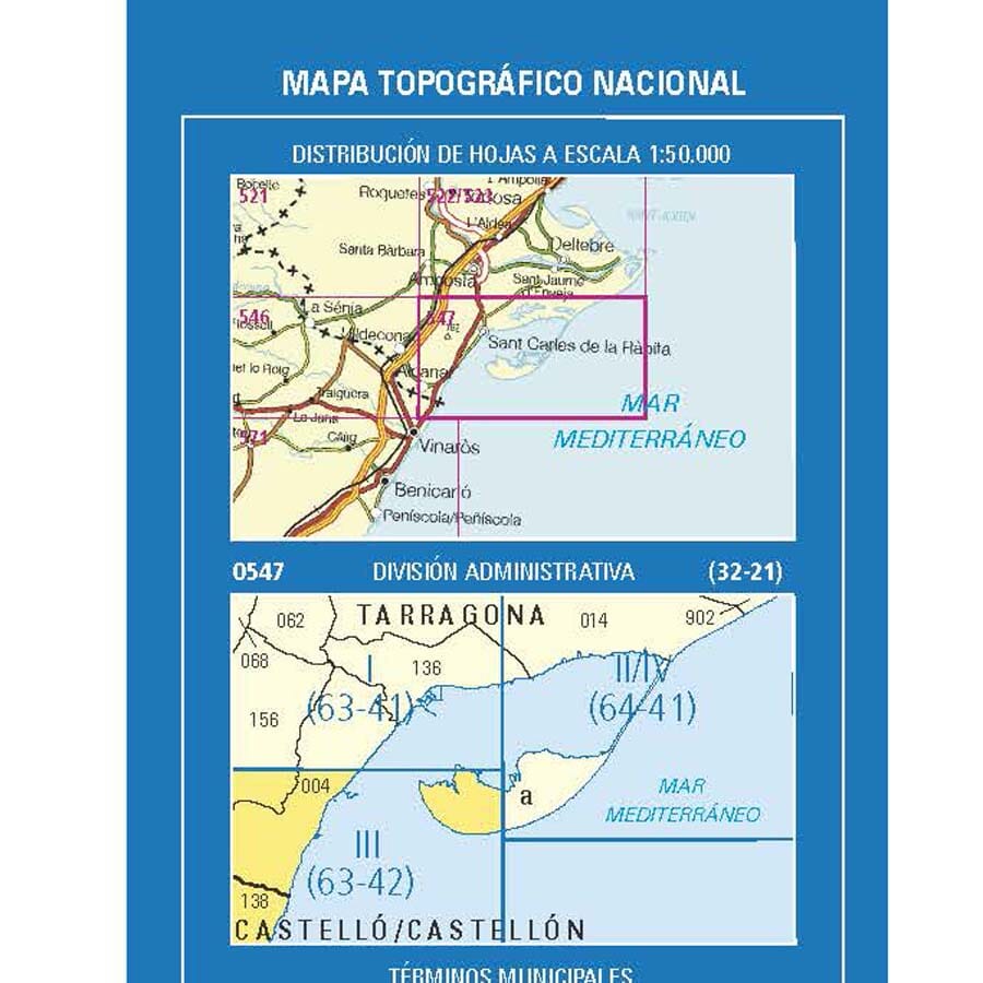 Carte topographique de l'Espagne n° 0547.3 - Alcanar | CNIG - 1/25 000 carte de randonnée CNIG